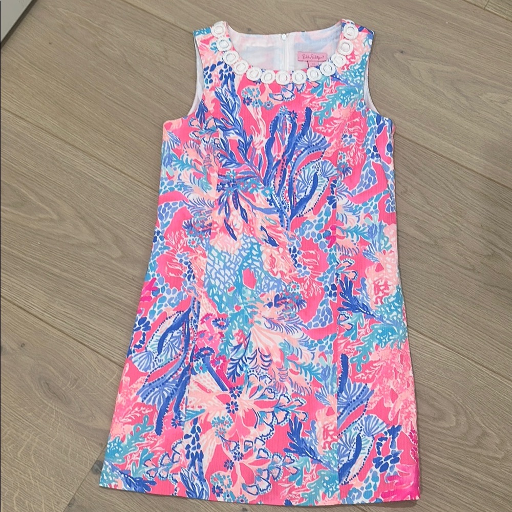 Lilly Pulitzer Pink and Blue Sheath Dress Sleeveless Resort Wear